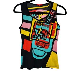 Y2K 2000s Noun Paris Bold Pop Retro Wearable Art Tank Top Size Large Fedtival